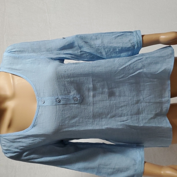 MINE 3/4 Sleeve Blouse M blue - Picture 1 of 6